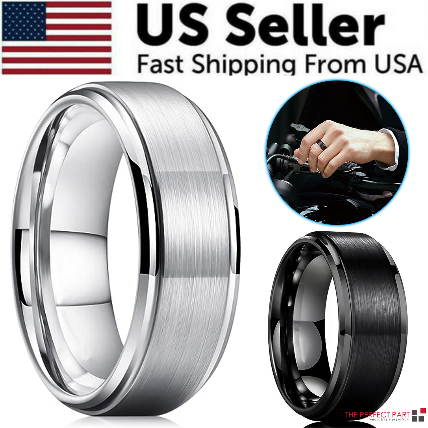 Silver Tungsten Men's Wedding Band 5-17