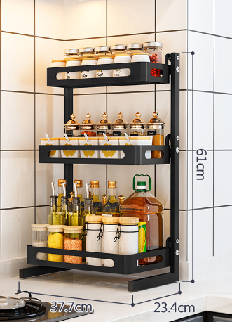 Dual-Layer Black Stainless Spice Rack
