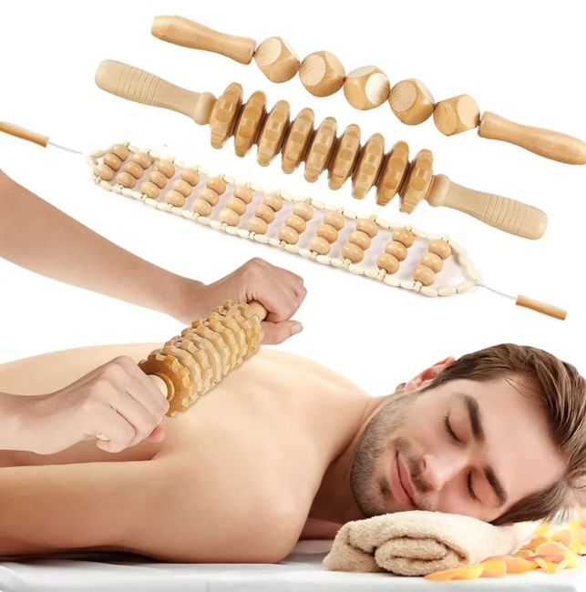 Birch Wood Body Massage Roller Kit.