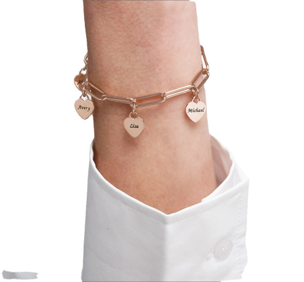 Custom Heart Charm Name Bracelet