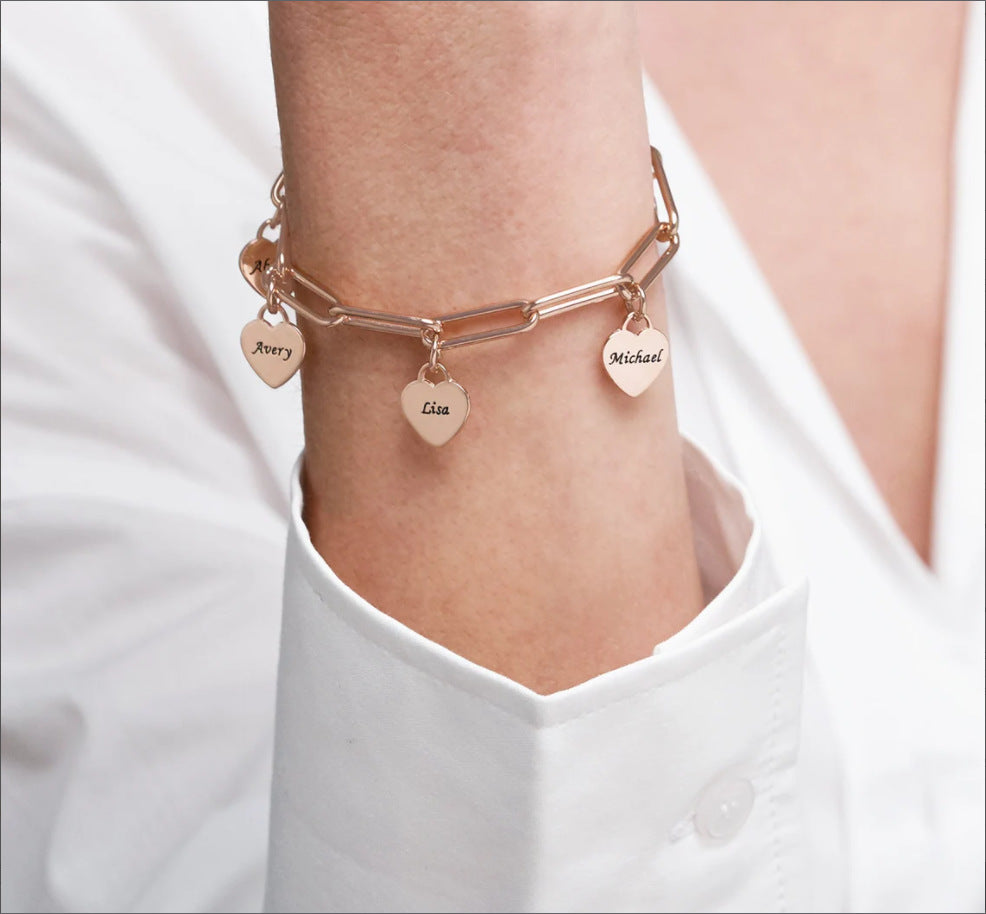 Custom Heart Charm Name Bracelet