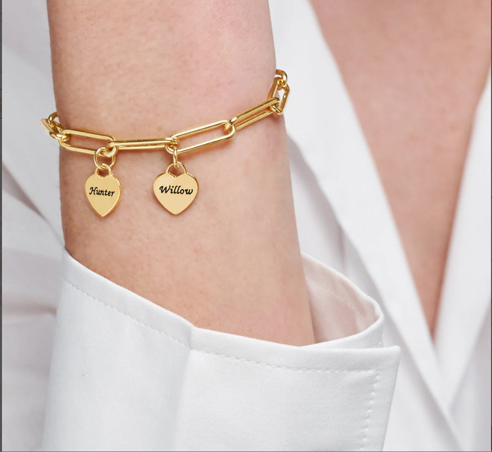 Custom Heart Charm Name Bracelet