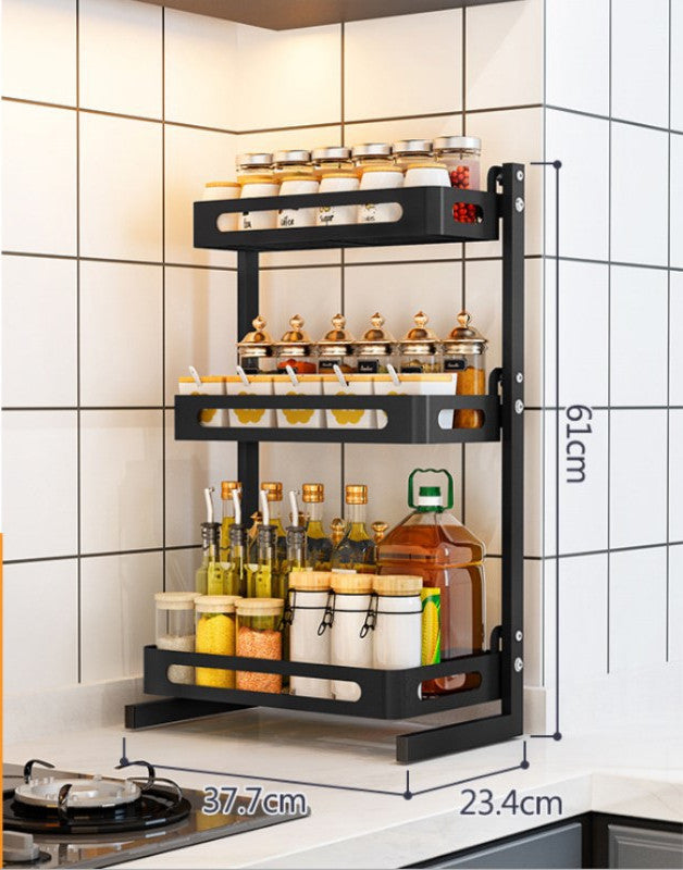 Dual-Layer Black Stainless Spice Rack