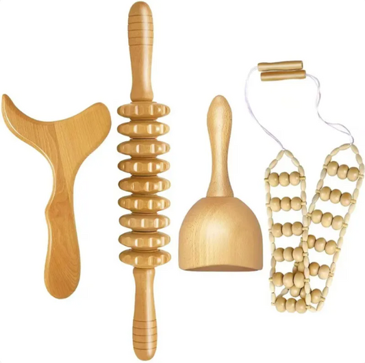 Birch Wood Body Massage Roller Kit.