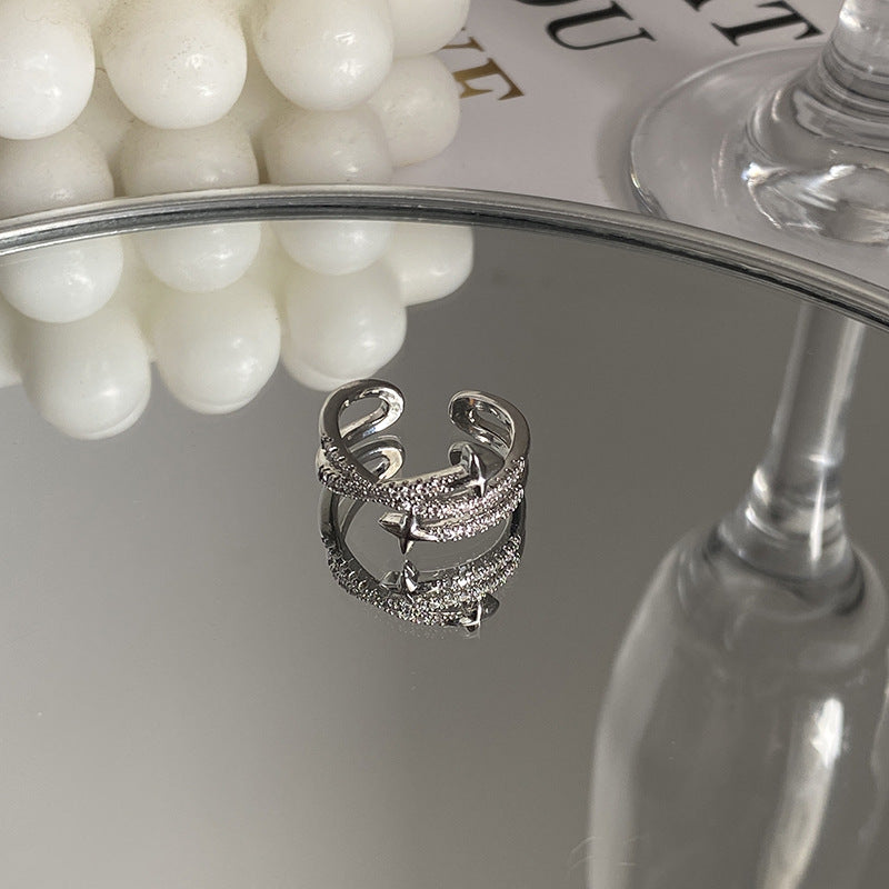 Elegant Zircon Cross Ring for Women