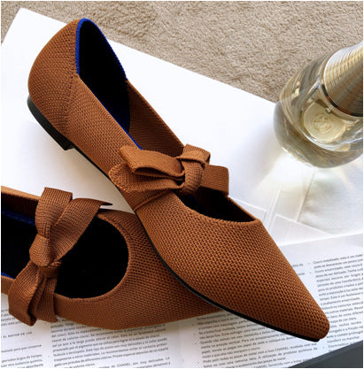 Chic Bow-Adorned Flat Boat Shoes